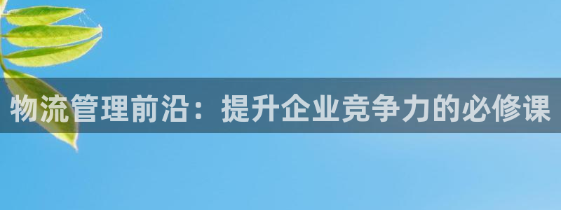 usdt交易e语言源码：物流管理前沿：提升企业竞争力的必修课